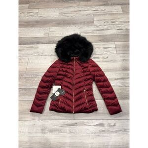 LA Coalition burgundy/black reversible coat w/hood size S